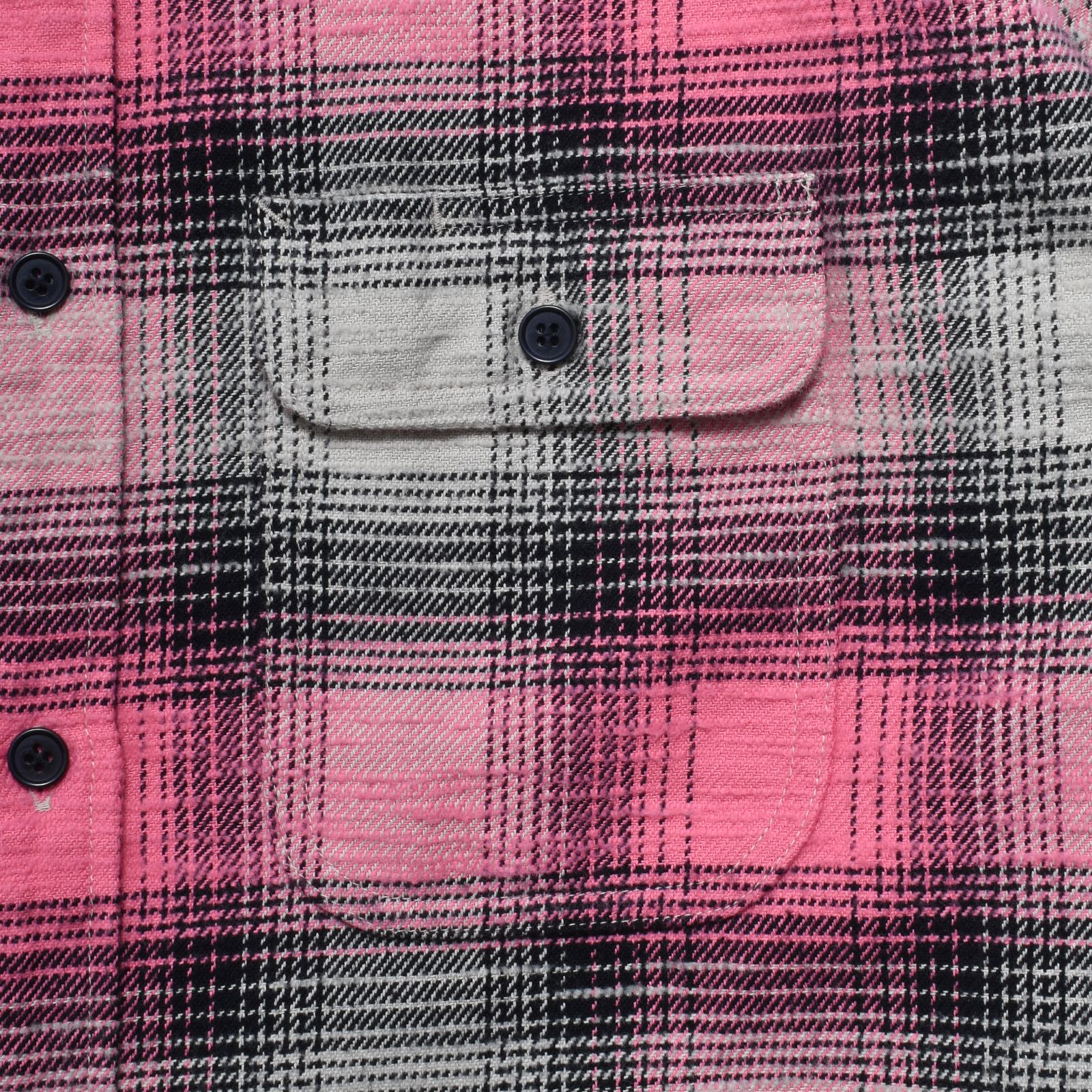 Heavy Cotton Flannel Ombre Work Shirt (PINK) / ヘビー コットン オンブレチェック ネルシャツ