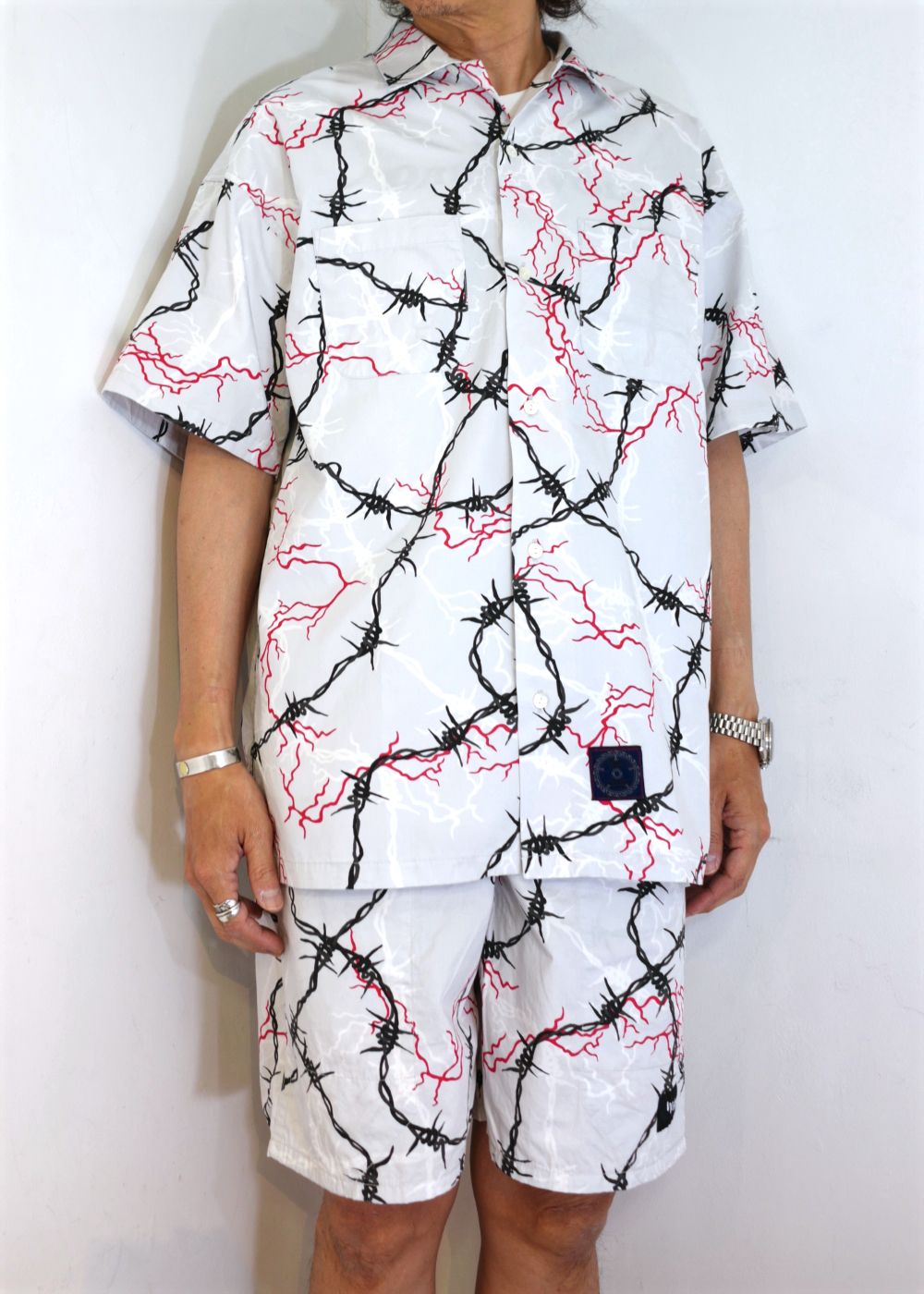×MASSES SHIRT S/S EL WIRE (GRAY) / マシス コラボレーション シャツ