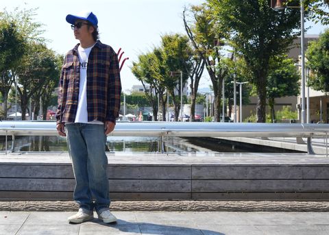 2024 AUTUMN SHIRT STYLE-RATS / COTTON FLANNEL NAVY CHECK SHIRT