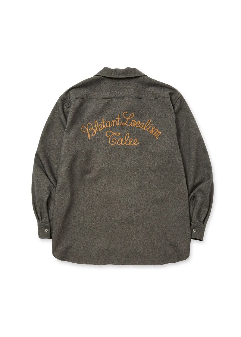 "BLATANT LOCALISM" OPEN COLLAR ROUND L/S SH (CHARCOAL) / オープンカラー ウール シャツ