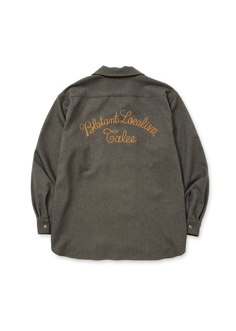 "BLATANT LOCALISM" OPEN COLLAR ROUND L/S SH (CHARCOAL) / オープンカラー ウール シャツ