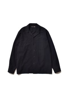 【ラスト1点】Chambray Open Collar L/S SH (BLK) / シャンブレー オープンカラーシャツ