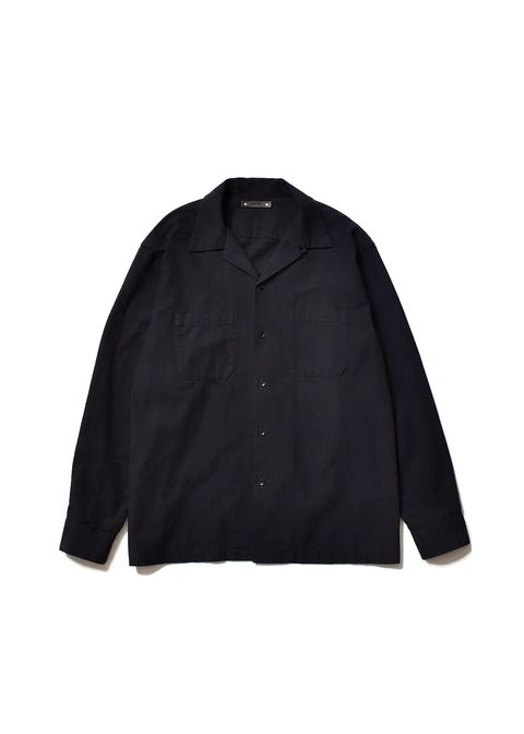 【ラスト1点】Chambray Open Collar L/S SH (BLK) / シャンブレー オープンカラーシャツ