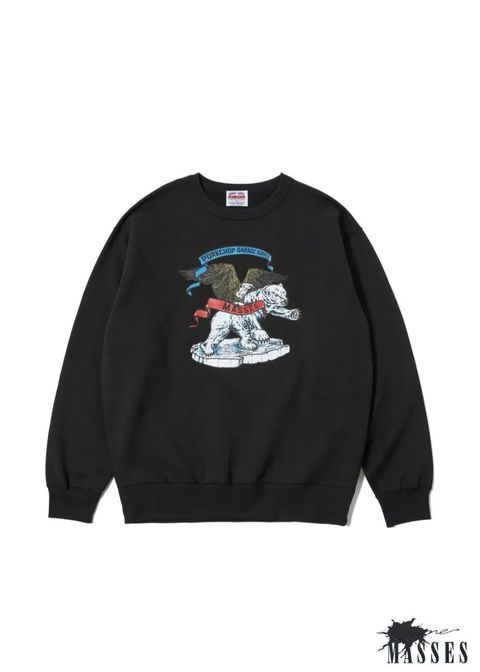 SWEAT CREW POLA BEAR P (×MASSES) (BLACK) / マシス コラボレーション スウェット