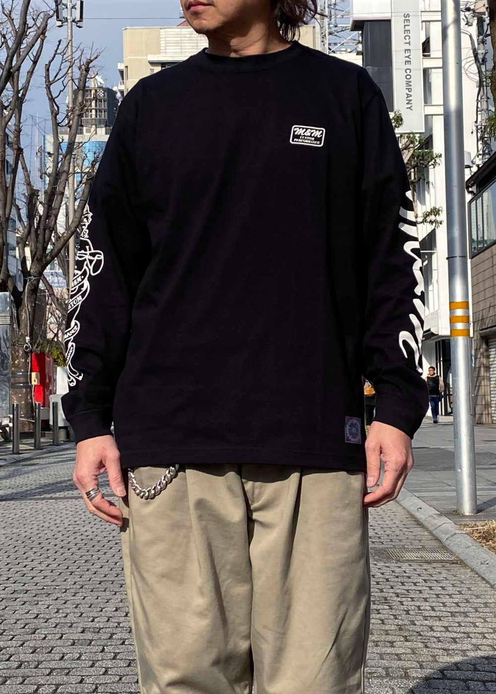 PRINT L/S TEE (BLACK) / ロゴ プリント ロンT