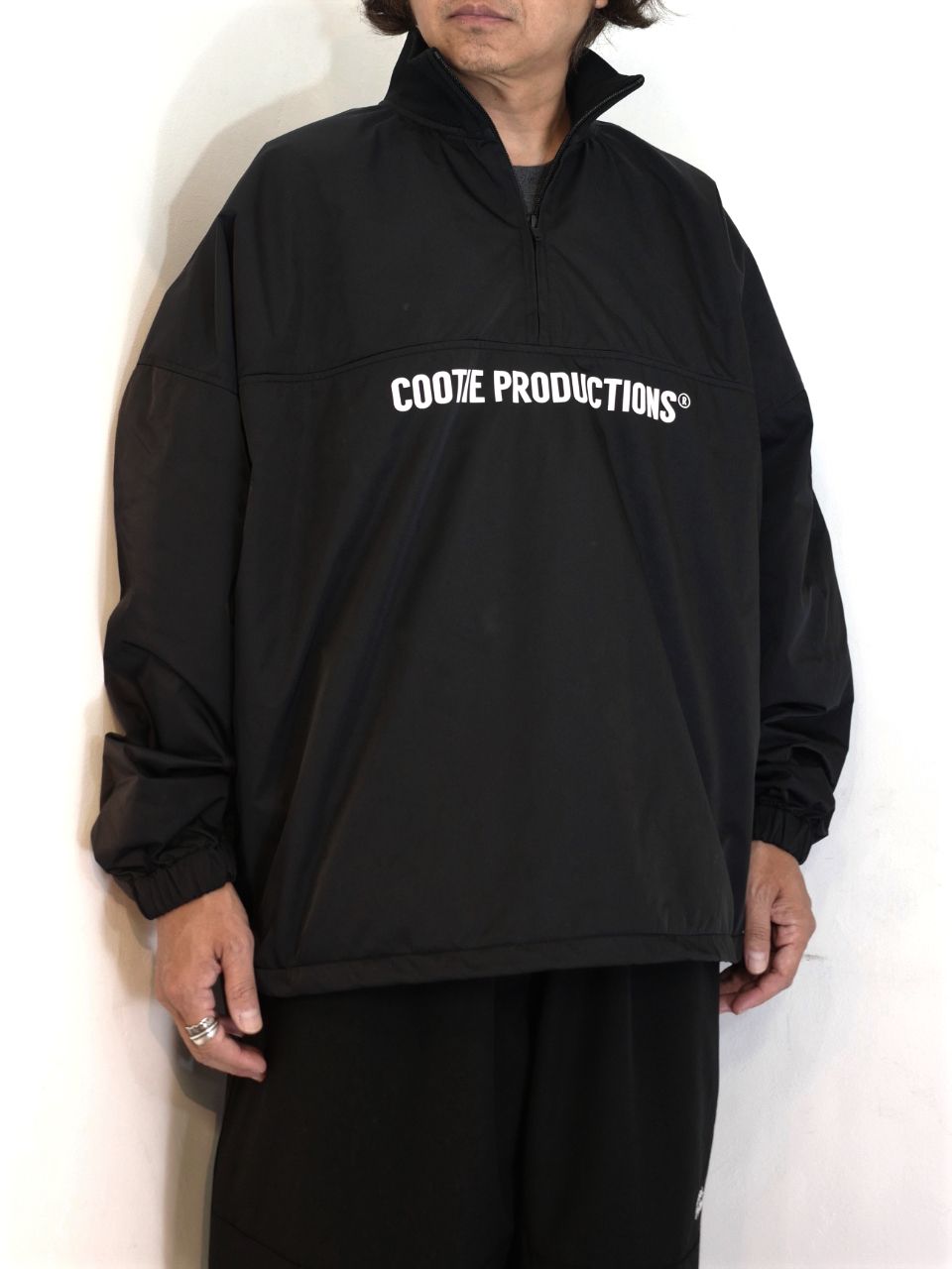 COOTIE PRODUCTIONS - Memory Polyester Twill Half Zip Top (BLACK) /  ポリエステルツイル ハーフジップ ジャージ | LOOPHOLE