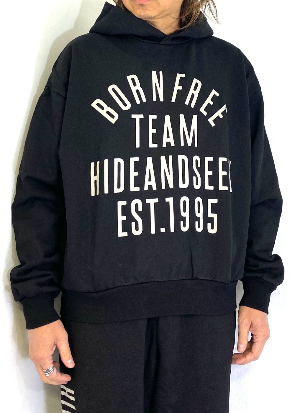 College Hooded Sweat Shirt (BLACK) / オリジナル セットアップスウェット パーカー / セットアップ可能