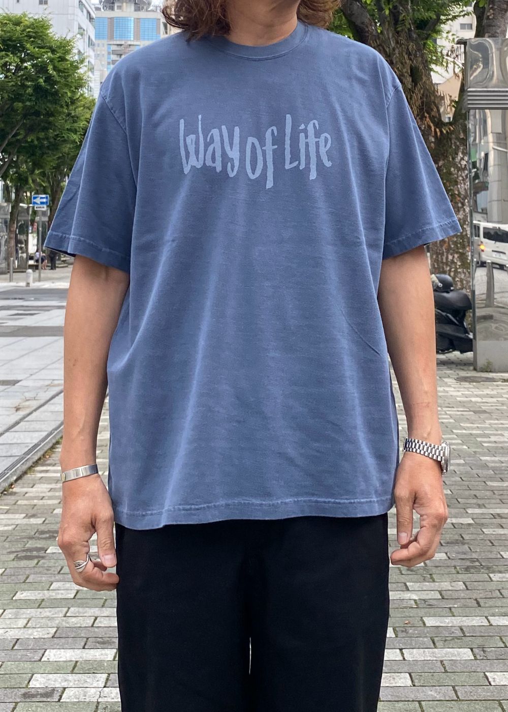 WAY OF LIFE TEE (NAVY) / スローガン プリント Tシャツ