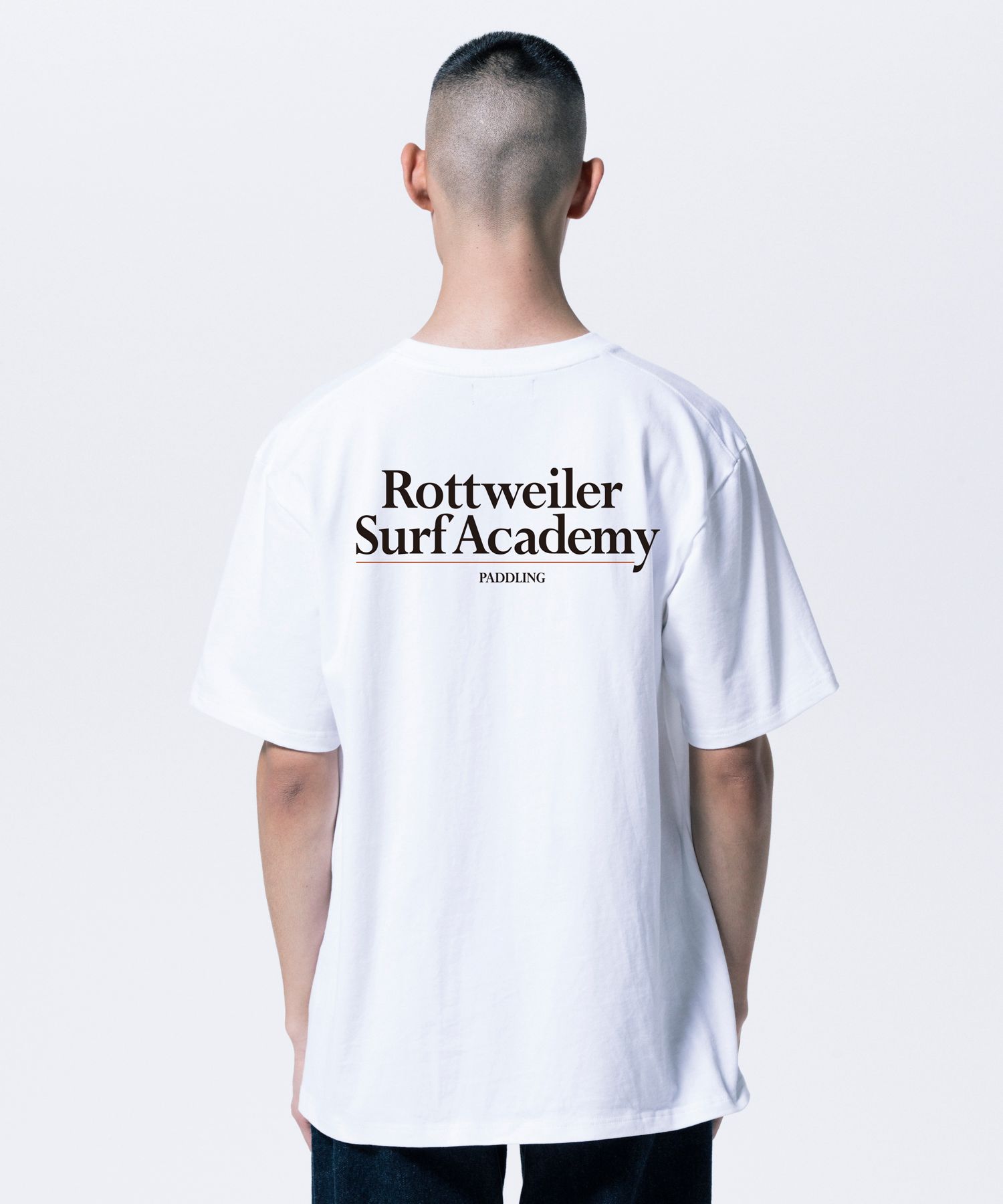 R9 SURF ACADEMY SS TEE (WHITE) /  オリジナル ロゴプリント Tシャツ