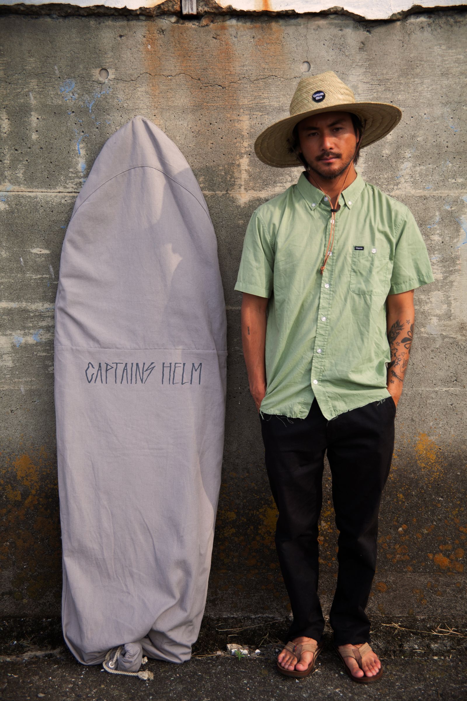 "OCEANSIDE DIVISION" CLASSIC LOGO SUN HAT (NATURAL) / ストローハット