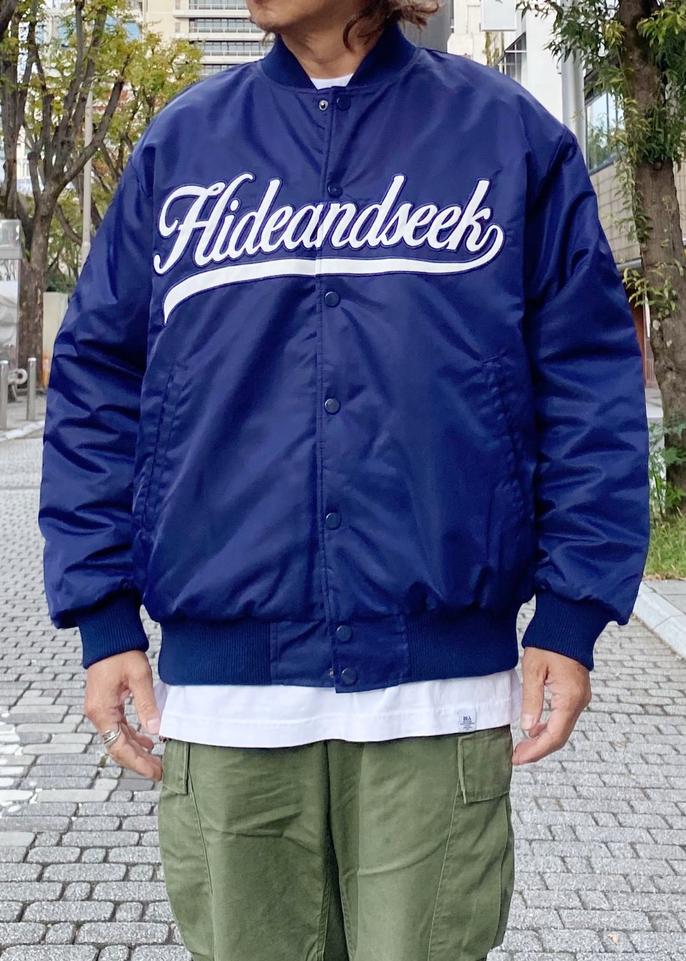 Nylon Varsity Jacket (NAVY) / オリジナル ナイロン スタジャン