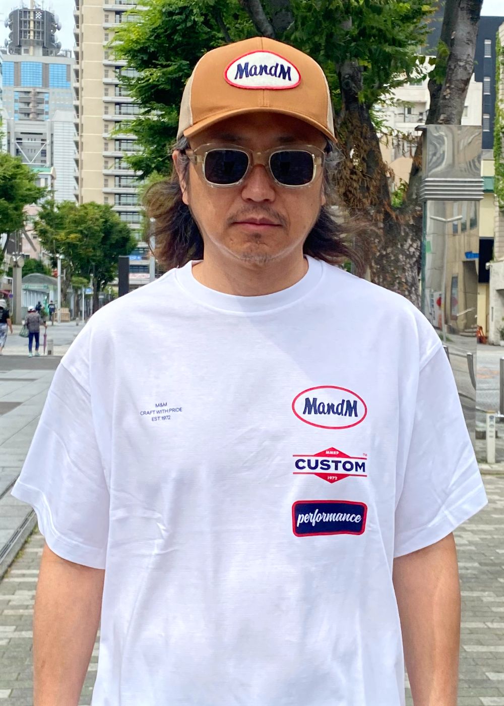 RETRO TRUCKER MESH CAP (LIGHT BROWN) / ワッペン メッシュキャップ
