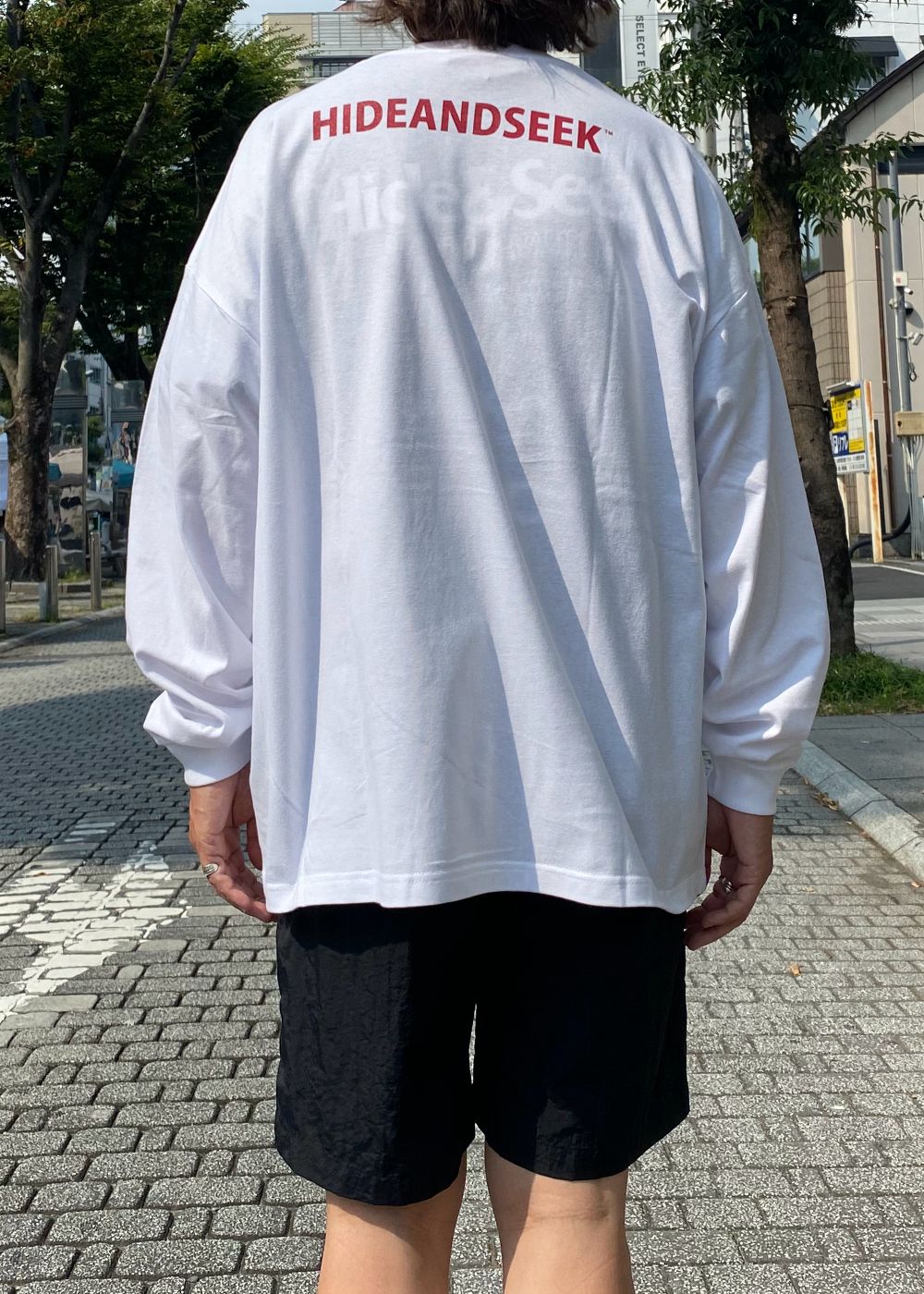 Burn L/S Tee (WHITE×RED) / フォト プリント ルーズフィット ロングスリーブ Tシャツ