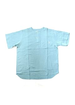 GAUZE SHIRT (BLUE) / ヘンリーネックガーゼシャツ