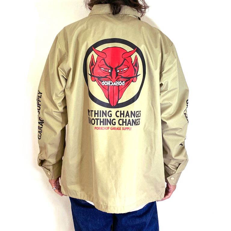 PORKCHOP GARAGE SUPPLY - NOTHING DEVIL COACH JKT (BEIGE 