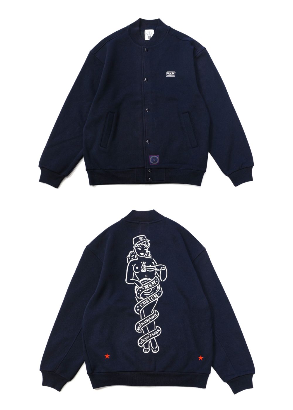 M&M CUSTOM PERFORMANCE - LOOSE FIT SWEAT SNAP JACKET (NAVY