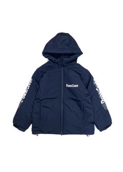 BURNING LOGO HOODED JKT (NAVY) / フーデッド パフ ジャケット