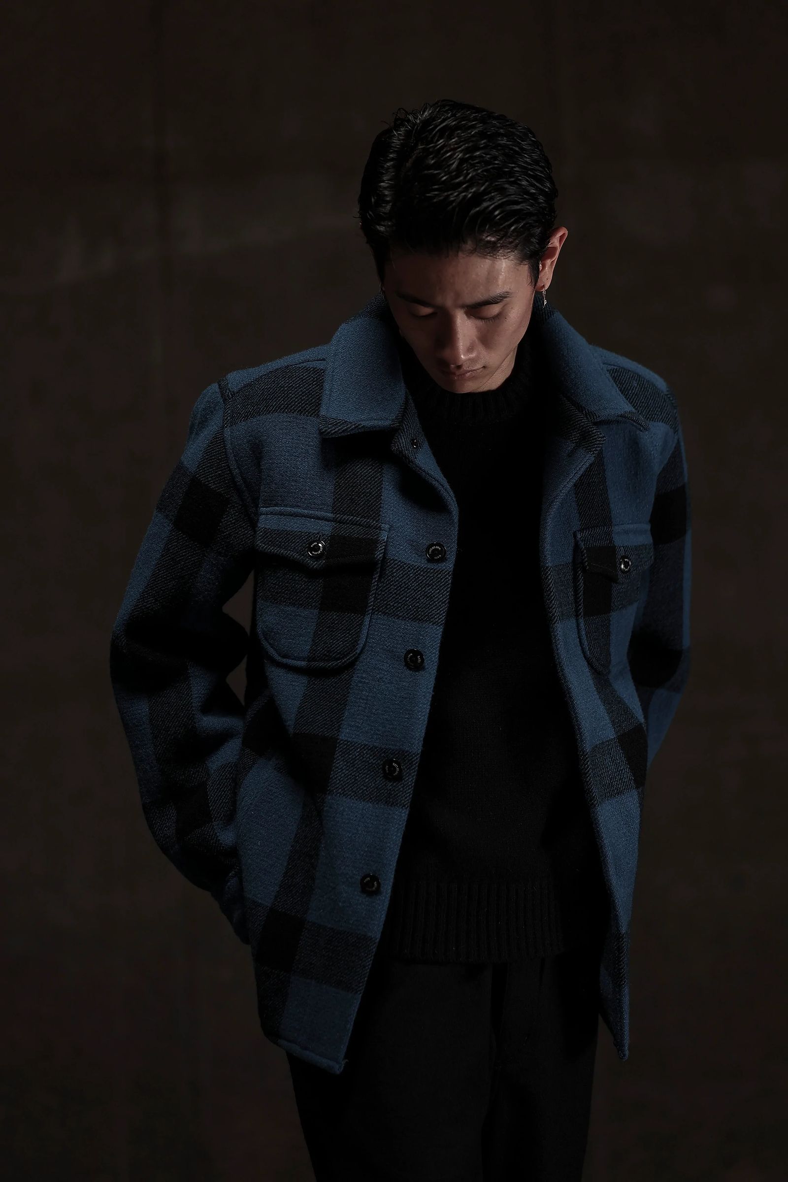 RATS - BUFFALO CHECK SHIRT JACKET (BLUE×BLACK) / バッファロー