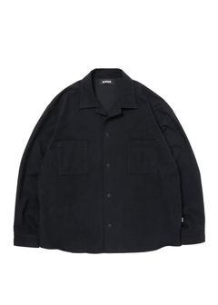 R9 OPEN COLLAR SHIRT (BLACK) / コットン スウェード オープン カラー シャツ