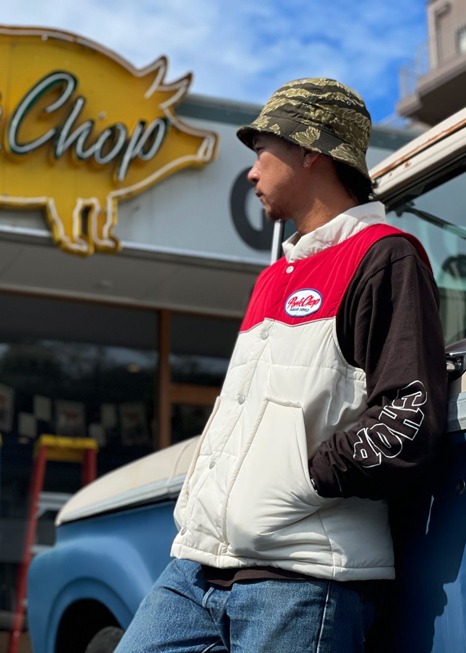 RACING VEST (BEIGE×RED) / オリジナル レーシング ベスト