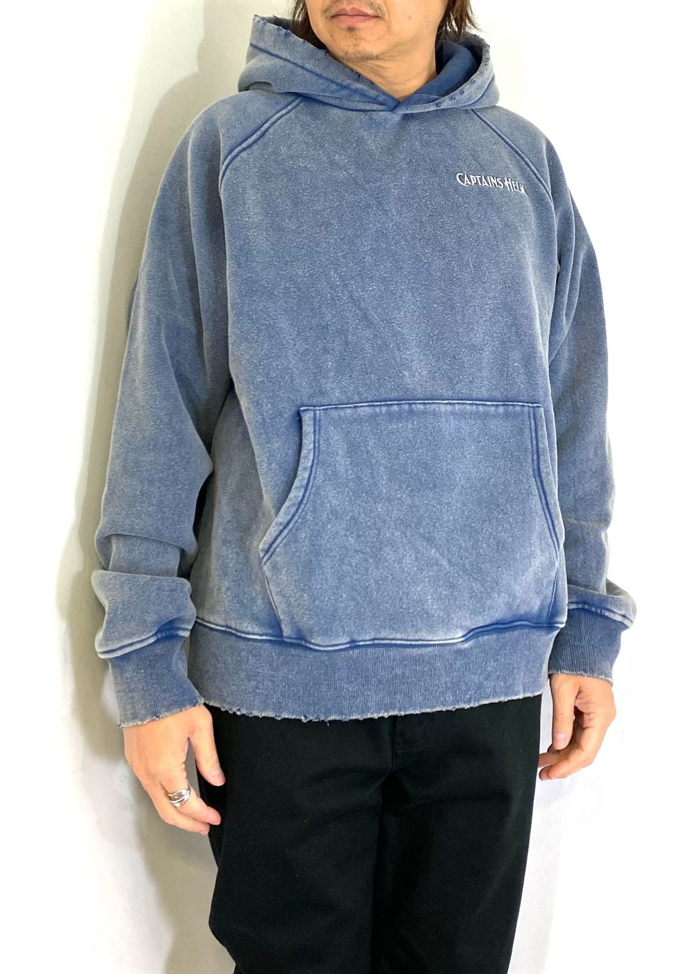 VINTAGE LOGO HOODIE (VINTAGE NAVY) / ヴィンテージ加工 ロゴ スウェット パーカー