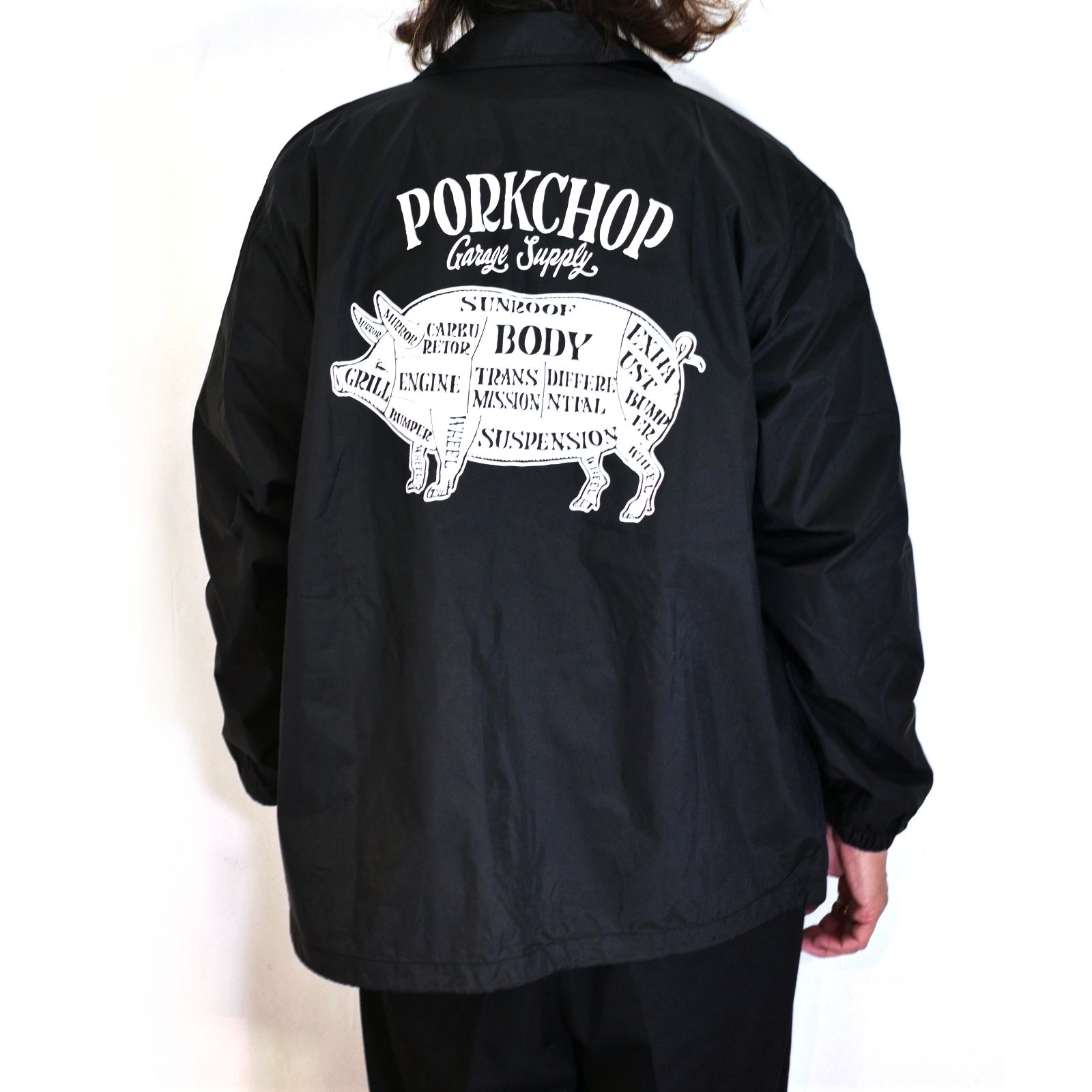 PORKCHOP - PORK BACK COACH JKT (BLACK×WHITE) / オリジナル ポーク