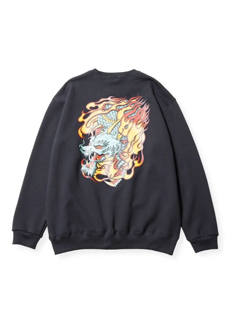 【CALEE】FLAME DRAGON LOGO CREW NECK SW CALEE - FLAME DRAGON LOGO CREW NECK SW (BLACK) / オリジナル クルー