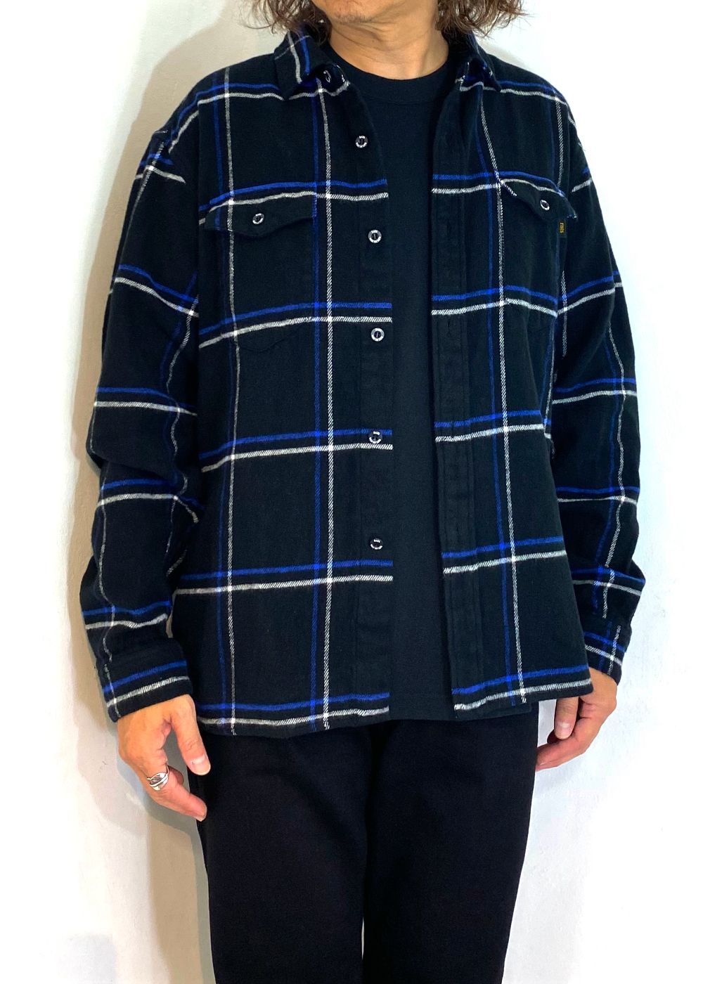COTTON FLANNEL CHECK SHIRT (BLUE CHECK) / チェック コットン ネルシャツ