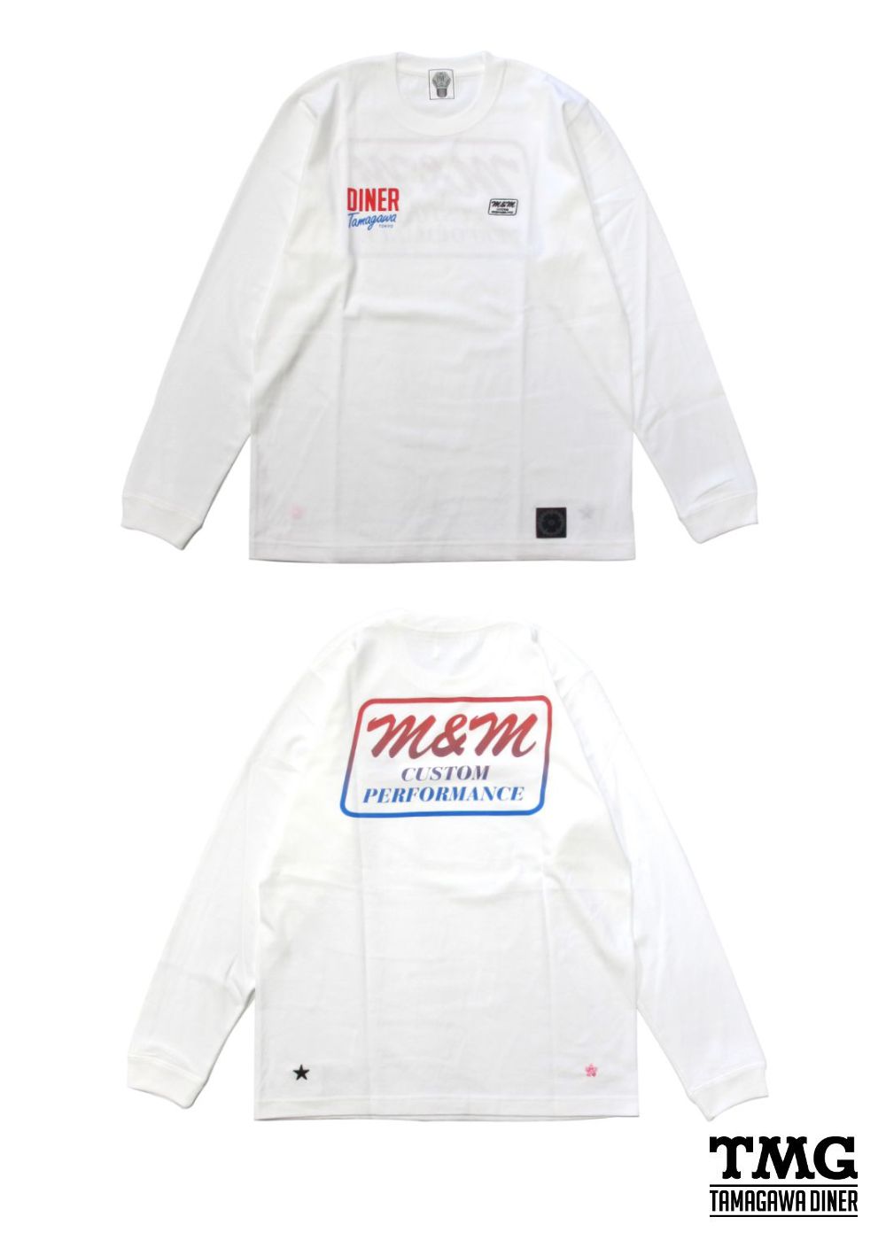 PRINT L/S TEE (WHITE) / ×TAMAGAWA DINER コラボロンT