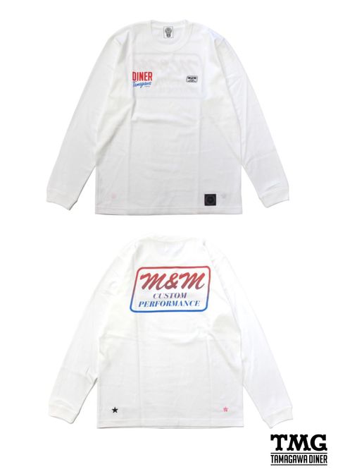PRINT L/S TEE (WHITE) / ×TAMAGAWA DINER コラボロンT
