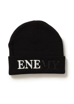 【ラスト1点】ENEMY KNIT CAP (BLACK) / 刺繍 ニットキャップ