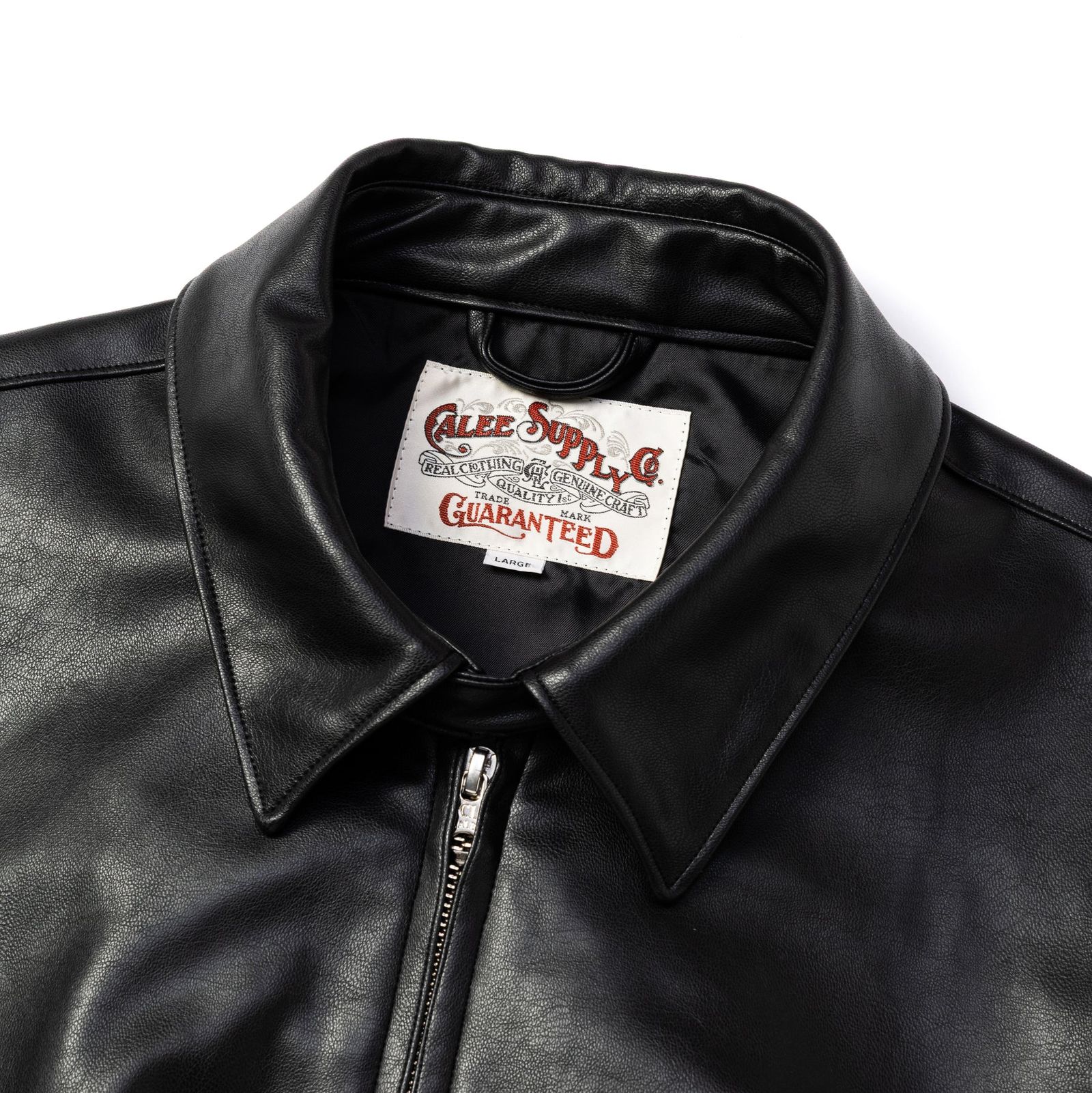 FAUX LEATHER HARRINGTON JACKET (BLACK) / フェイク レザー ハリントン ジャケット