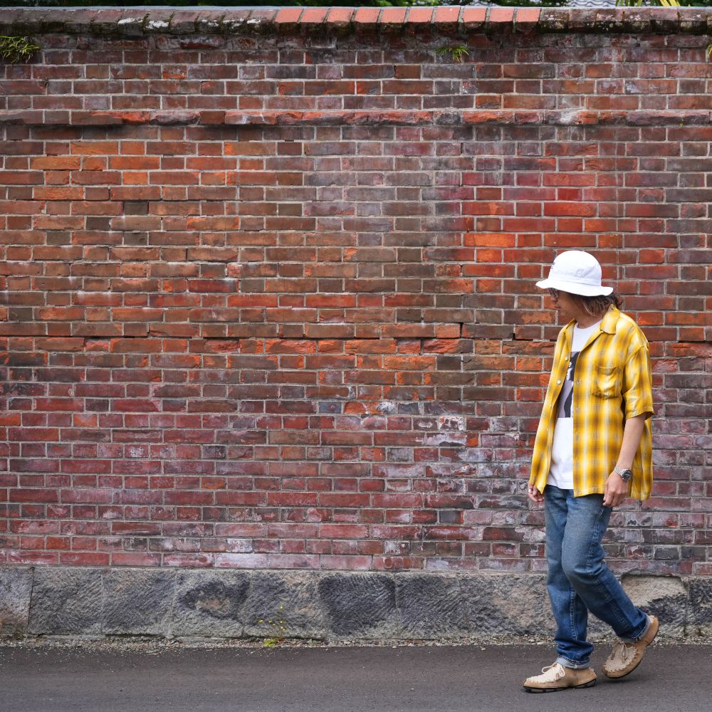 【ラスト1点】Rayon Dobby Plaid S.S Open Collar SH (YPT) / オンブレチェック オープンカラーシャツ