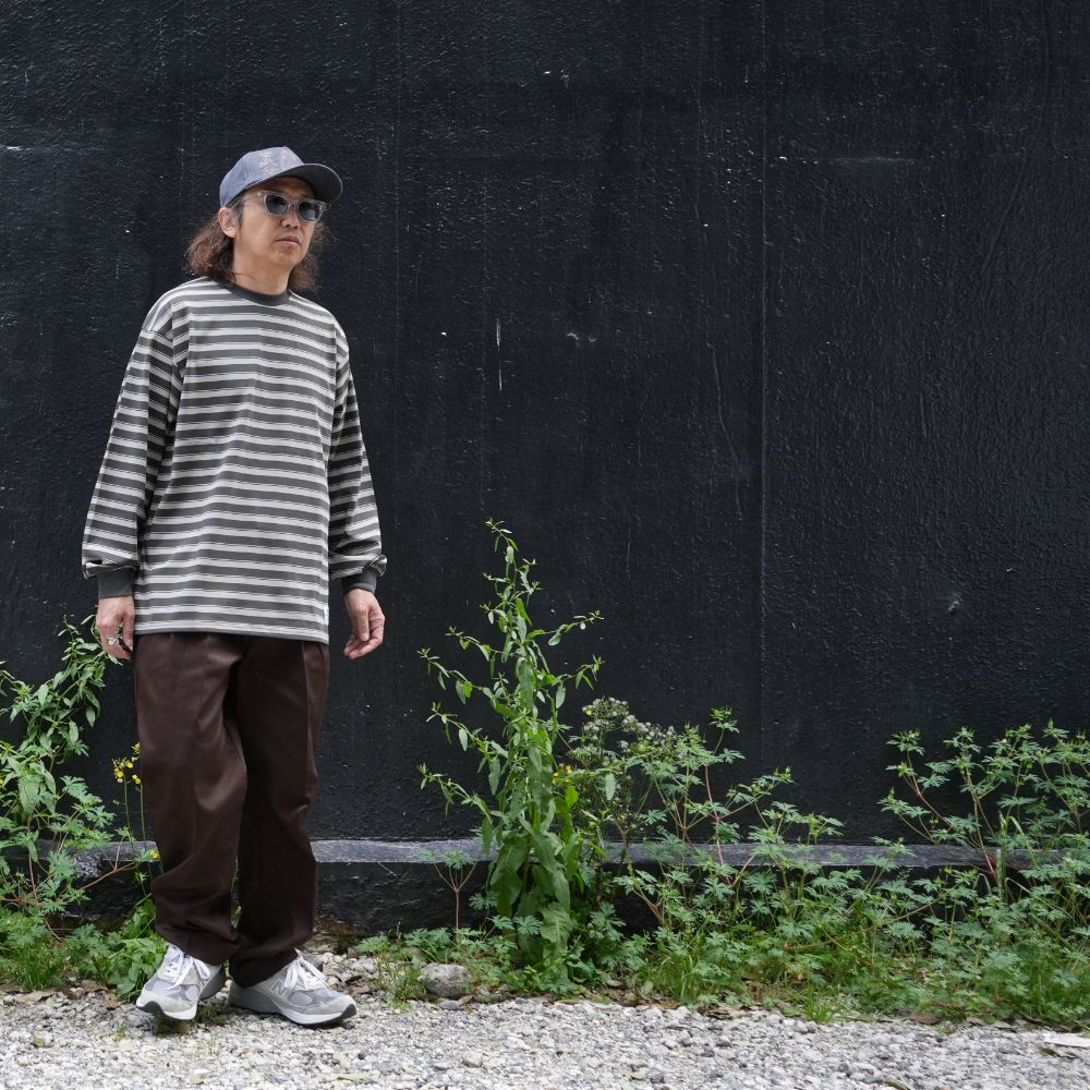 Border L/S Tee (GRAY×CHARCOAL GRAY) / ボーダー ロングスリーブ Tシャツ