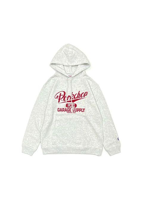 SCRIPT COLLEGE HOODIE (ASH) / カレッジロゴ スウェットパーカー