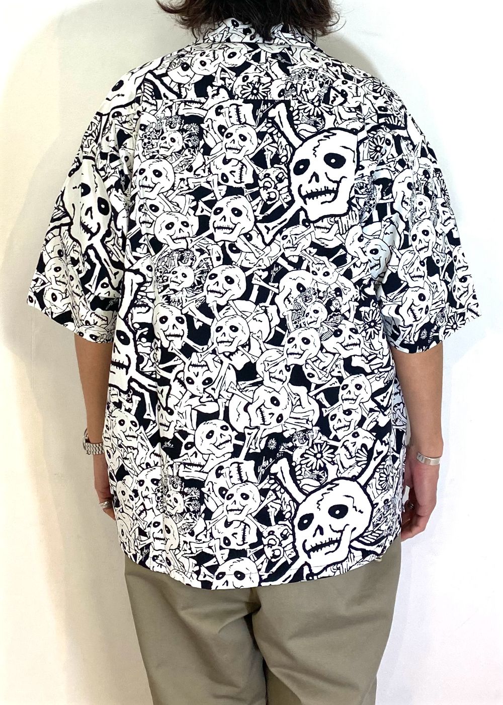 雑踏髑髏 S/S shirts (BLACK) / ×横尾忠則 髑髏柄 コラボ シャツ