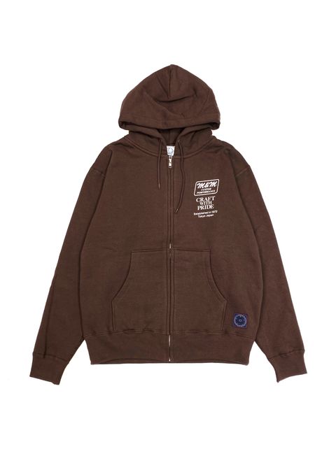 【ラスト1点】ZIP HOODIE (CHOCOLATE) / プリント スウェット ジップ パーカー