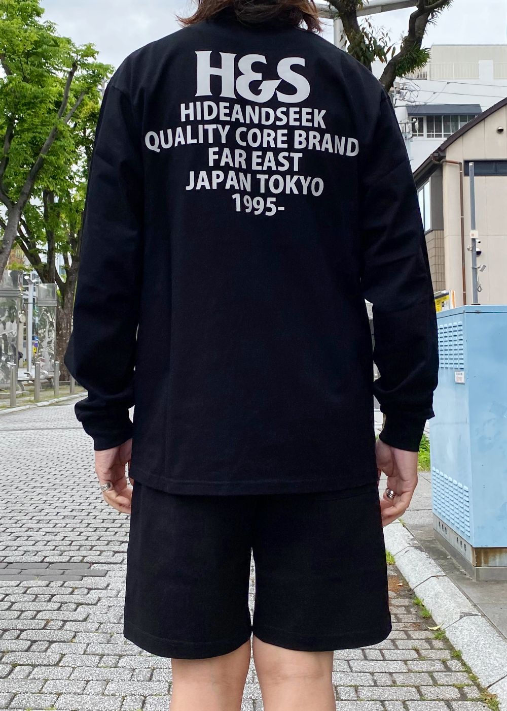 H&S L/S Tee (BLACK) / オリジナル ロゴ プリント ロング スリーブ Tシャツ