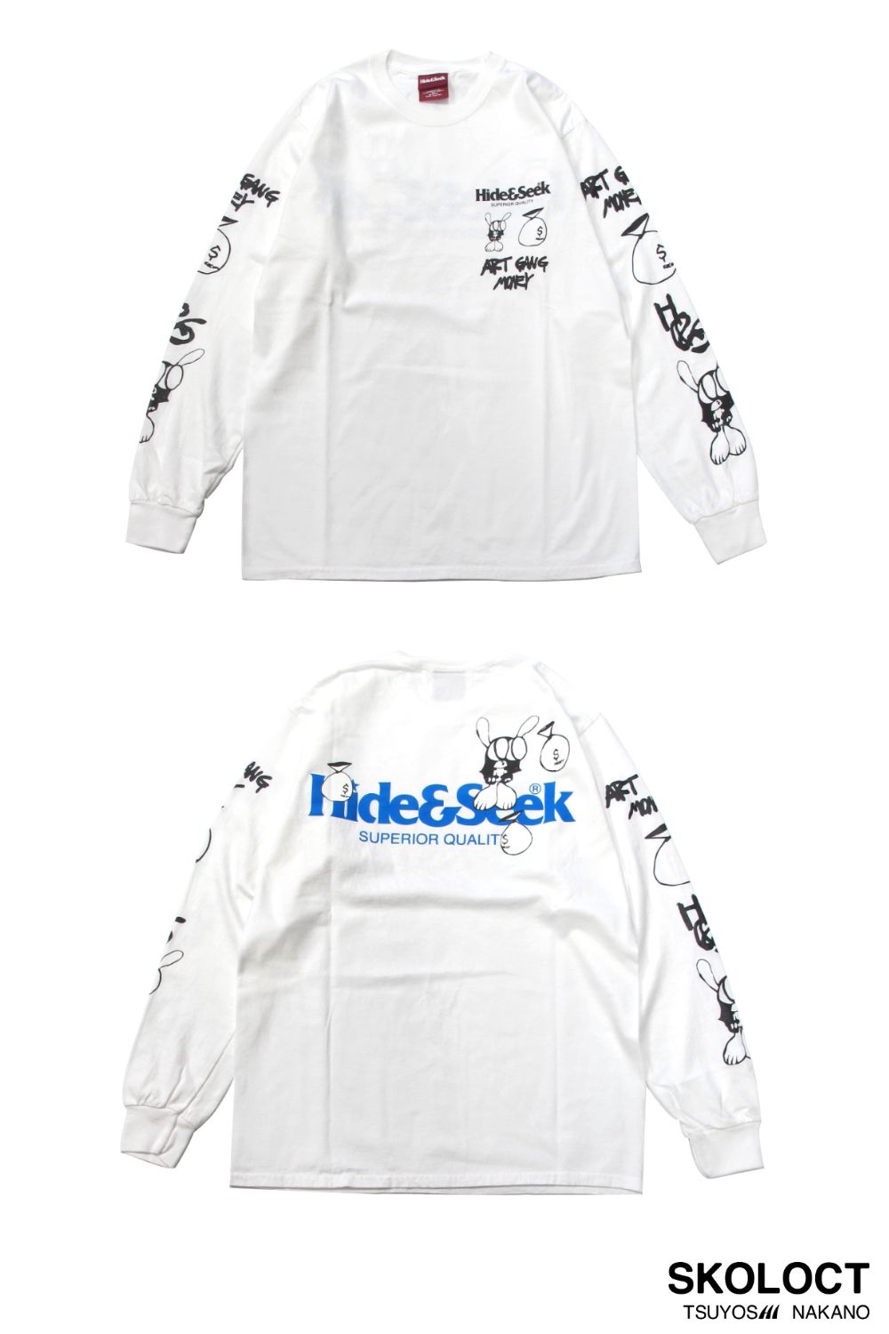 HIDE AND SEEK - × SKOLOCT L/S Tee-1 (WHITE) / スコロクト