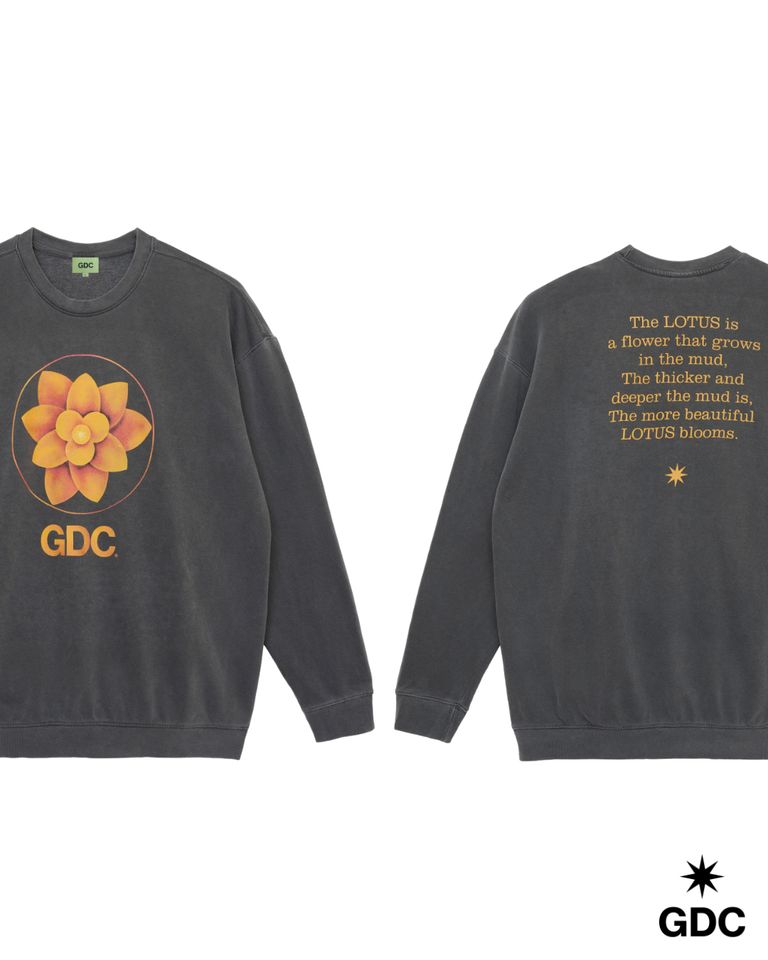 GDC 新作販売告知 / ブランド初期を象徴するデザインのクルーネックスウェット。