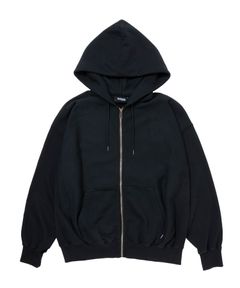 R9 BASIC ZIP PARKA (BLACK) / オリジナル ジップアップ スウェット パーカー