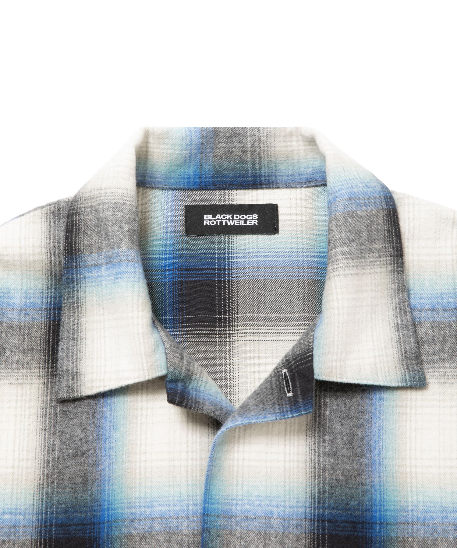 R9 OMBRE CHECK SHIRT (BLUE) / オンブレチェック オープン カラー シャツ