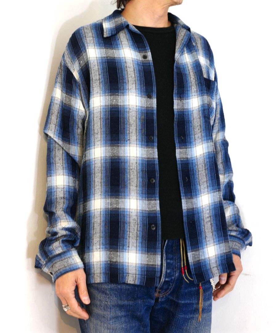 MINEDENIM - RS.Nep Check Open Collar L/S SH (BPT) / オンブレ