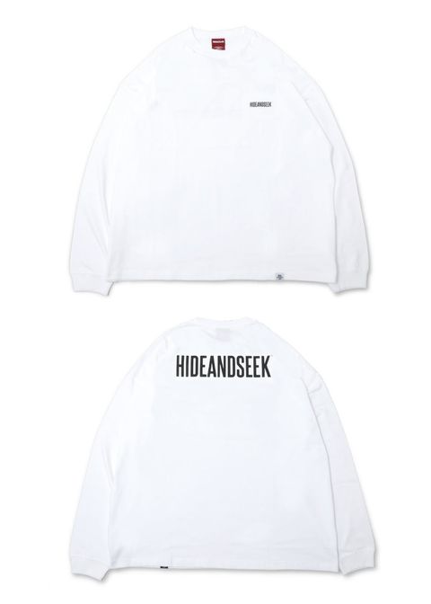 HIDE AND SEEK 新作販売告知 / プリント位置で表情変わるロングスリーブTシャツ。