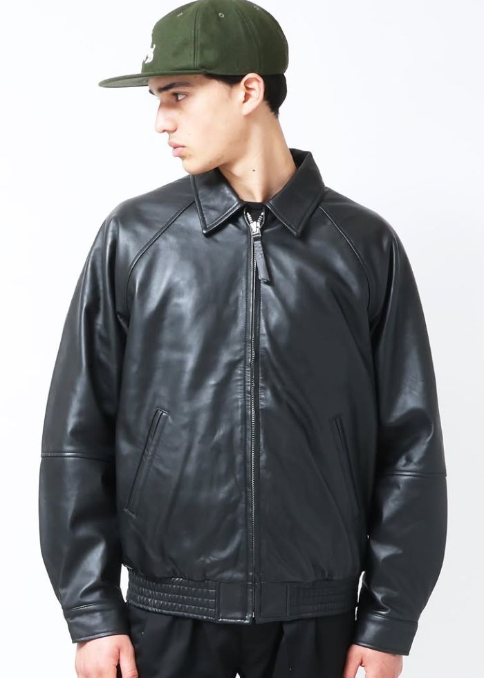 ZIP LEATHER JACKET (BLACK) / レザー ジャケット