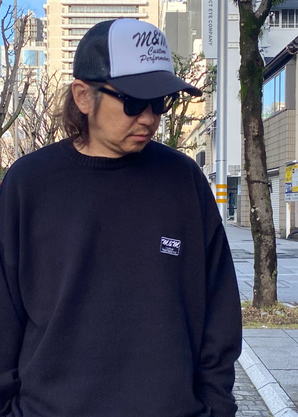 MESH CAP (BLACK/WHITE) / ロゴ プリント メッシュ キャップ