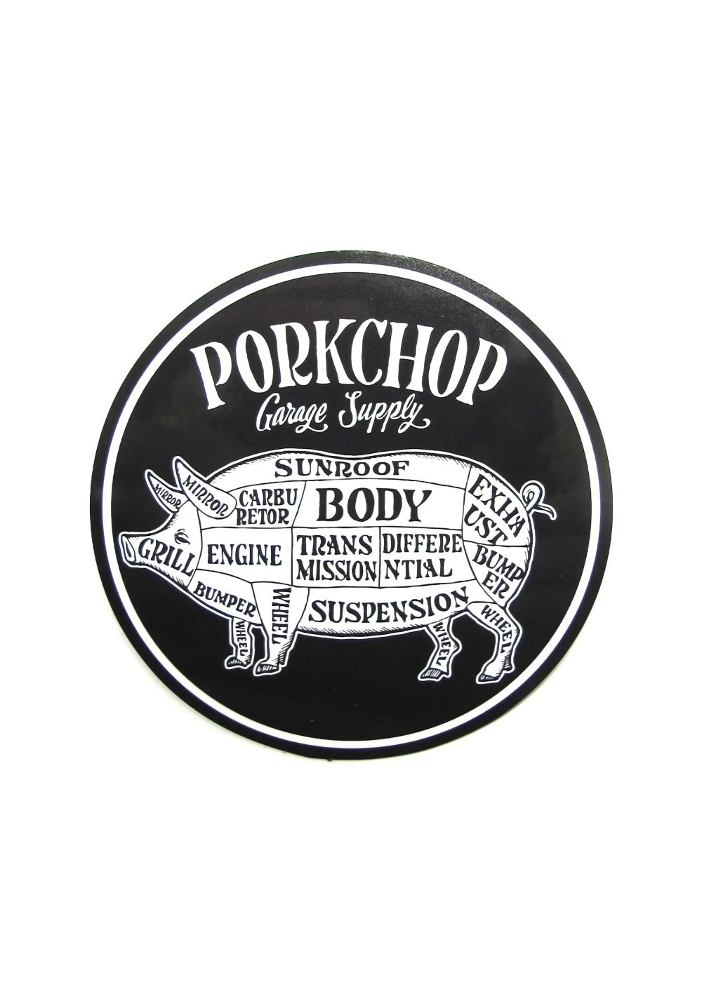 PORKCHOP CIRCLE STICKER (BLACK×WHITE) / ポークチョップ サークルステッカー