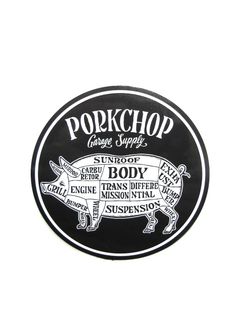 PORKCHOP CIRCLE STICKER (BLACK×WHITE) / ポークチョップ サークルステッカー