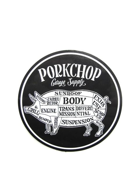 PORKCHOP CIRCLE STICKER (BLACK×WHITE) / ポークチョップ サークルステッカー