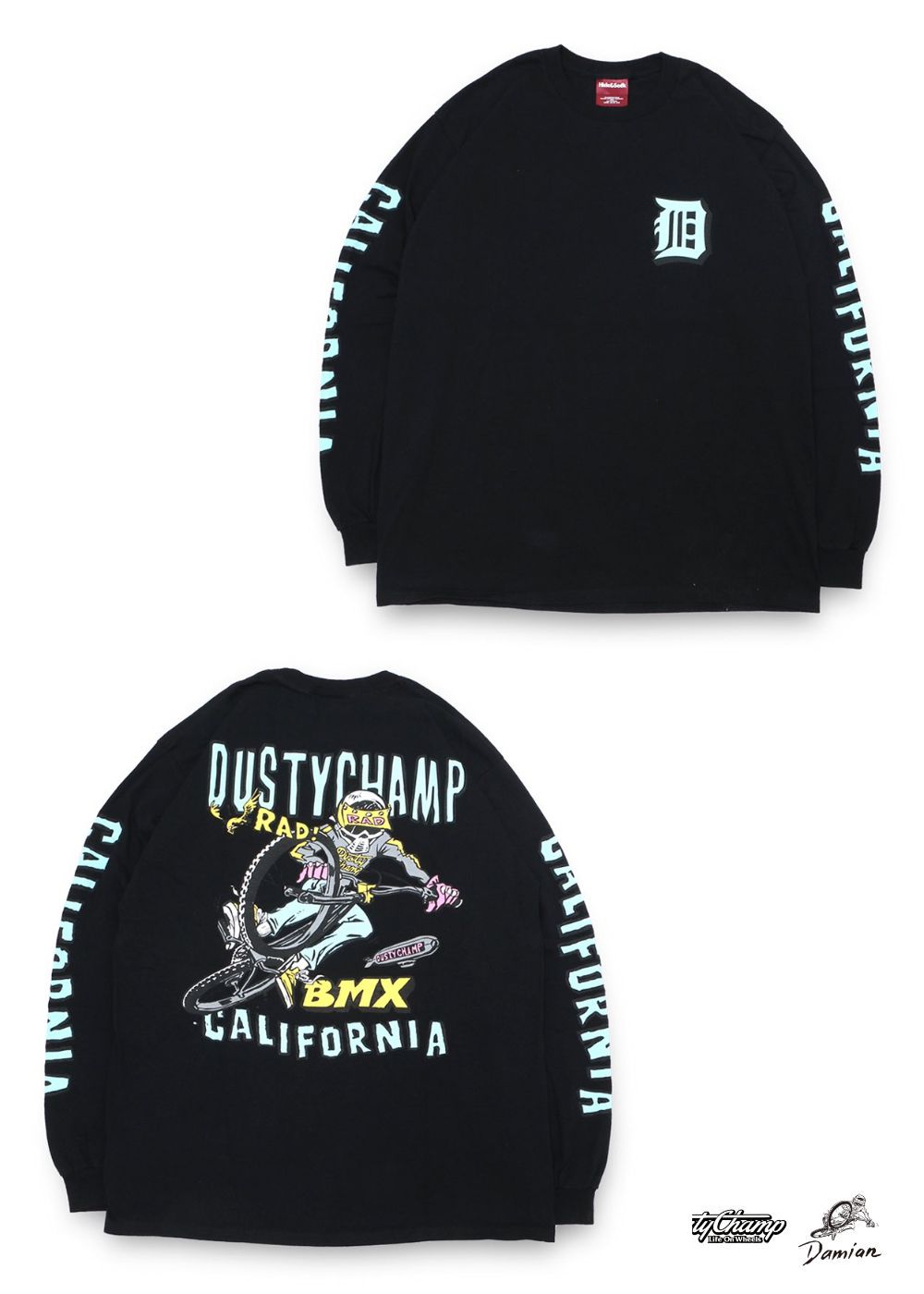 HIDE AND SEEK - DUSTYCHAMP × DamianFulton L/S TEE (BLACK